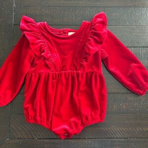 Red Ruffled Long Sleeve Bubble